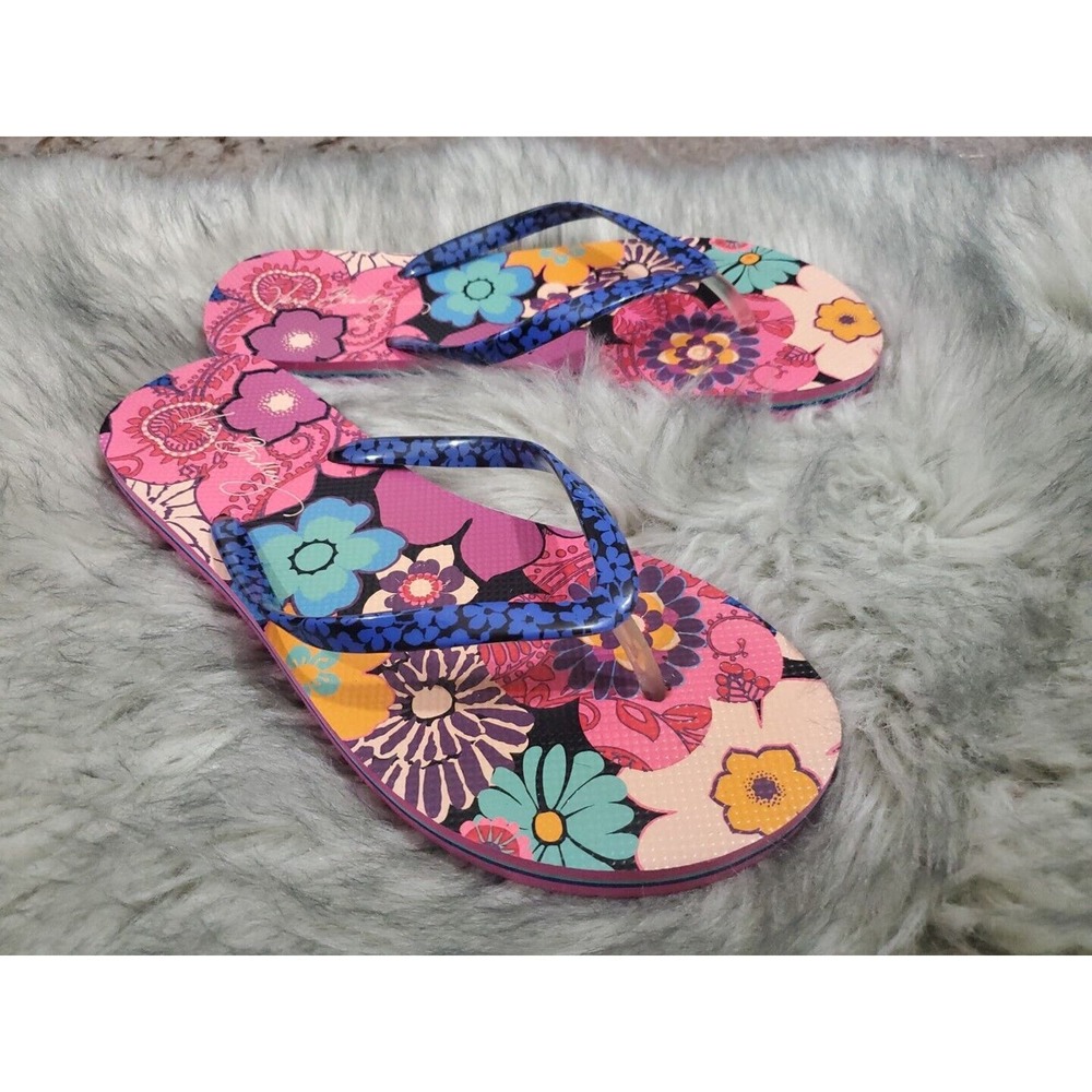 Vera Bradley Size 9-10 Rubber Floral Thong Flip-Flop Sandals